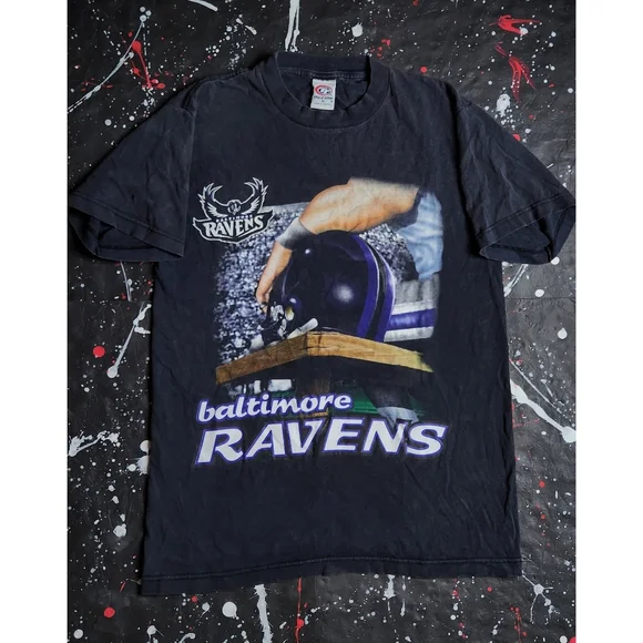 Vintage Baltimore Ravens men's distressed NFL spell-out graphic promo tee size M - Picture 3 of 7